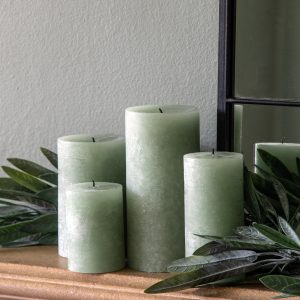 Gallery Direct Pillar Candle Rustic Sage | Shackletons