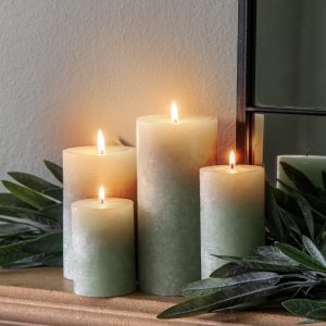 Gallery Direct Pillar Candle Rustic Sage Pack of 2 | Shackletons