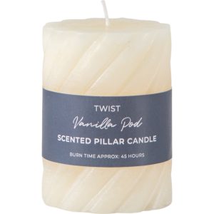 Gallery Direct Vanilla Pillar Candle Twist Ivory Pack of 2 | Shackletons