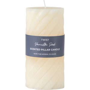 Gallery Direct Vanilla Pillar Candle Twist Ivory Pack of 2 | Shackletons