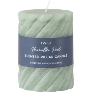 Gallery Direct Vanilla Pillar Candle Twist Sage Pack of 2 | Shackletons