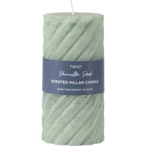 Gallery Direct Vanilla Pillar Candle Twist Sage Pack of 2 | Shackletons