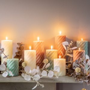 Gallery Direct Vanilla Pillar Candle Twist Amber Pack of 2 | Shackletons