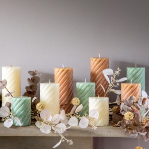 Gallery Direct Vanilla Pillar Candle Twist Amber Pack of 2 | Shackletons