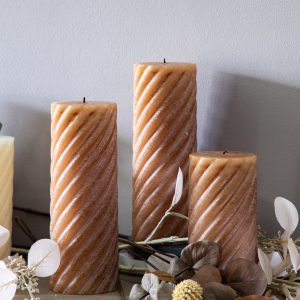 Gallery Direct Vanilla Pillar Candle Twist Amber Pack of 2 | Shackletons