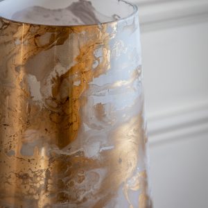 Gallery Direct Marbled Hurricane Medium Gold White Candle Holder | Shackletons