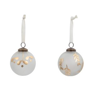 Gallery Direct Mistel Baubles White Gold Set of 6 | Shackletons