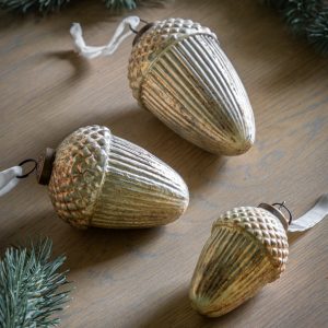 Gallery Direct Acorn Bauble Antique Gold Set of 6 | Shackletons