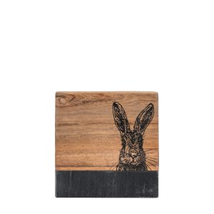 Gallery Direct Hare Coasters Black Marble Set of 4 | Shackletons