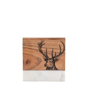 Gallery Direct Stag Coasters White Marble Set of 4 | Shackletons