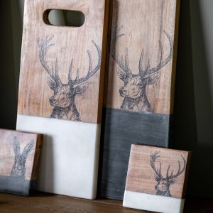 Gallery Direct Stag Coasters White Marble Set of 4 | Shackletons