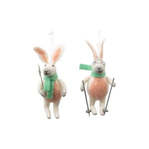 Gallery Direct Skiing Hares White Set of 2 | Shackletons