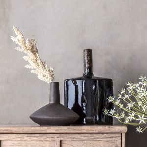 Gallery Direct Robello Flask Vase Lava Black | Shackletons