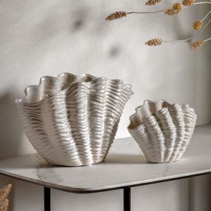 Gallery Direct Clam Vase Large Reactive White | Shackletons