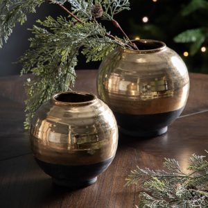 Gallery Direct Glitz Vase Small Black Gold | Shackletons