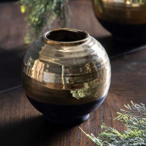 Gallery Direct Glitz Vase Small Black Gold | Shackletons