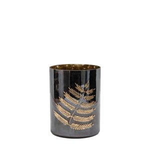 Gallery Direct Fern Hurricane Small Black Gold Vase | Shackletons