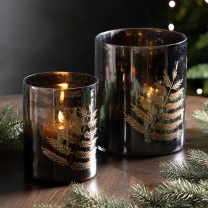 Gallery Direct Fern Hurricane Small Black Gold Vase | Shackletons