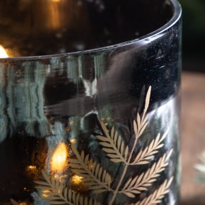 Gallery Direct Fern Hurricane Small Black Gold Vase | Shackletons