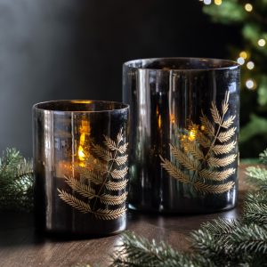 Gallery Direct Fern Hurricane Small Black Gold Vase | Shackletons