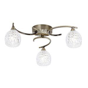 Gallery Direct Boyer 3 Ceiling Lamp Antique Brass | Shackletons