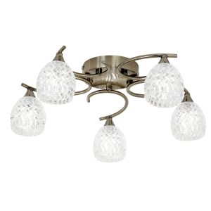 Gallery Direct Boyer 5 Ceiling Lamp Antique Brass | Shackletons