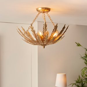 Gallery Direct Delphine 3 Ceiling Light Gold Leaf | Shackletons