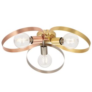 Gallery Direct Hoop 3 Ceiling Light Brushed BrassNickelCopper | Shackletons