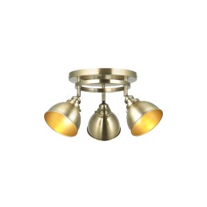 Gallery Direct Wyatt 3 Round Ceiling Light Brass | Shackletons