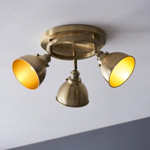 Gallery Direct Wyatt 3 Round Ceiling Light Brass | Shackletons