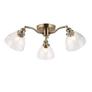 Gallery Direct Hansen 3 Ceiling Light Antique Brass | Shackletons