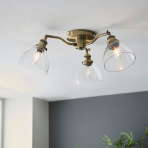 Gallery Direct Hansen 3 Ceiling Light Antique Brass | Shackletons