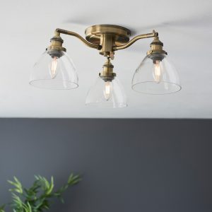 Gallery Direct Hansen 3 Ceiling Light Antique Brass | Shackletons