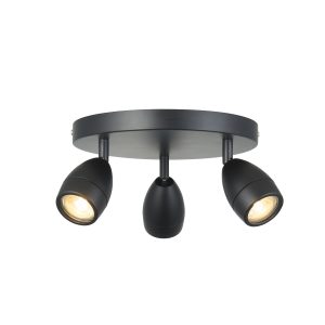 Gallery Direct Porto Bathroom 3 Ceiling Light Black | Shackletons