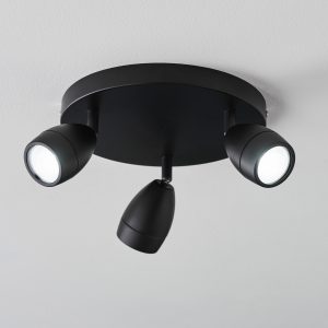 Gallery Direct Porto Bathroom 3 Ceiling Light Black | Shackletons