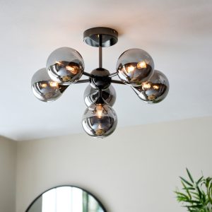 Gallery Direct Oscar 6 Ceiling Light Black Chrome | Shackletons