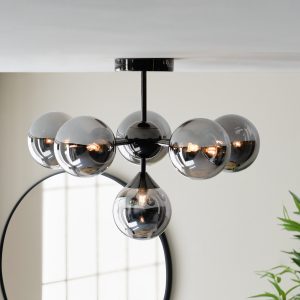 Gallery Direct Oscar 6 Ceiling Light Black Chrome | Shackletons