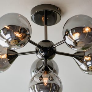 Gallery Direct Oscar 6 Ceiling Light Black Chrome | Shackletons