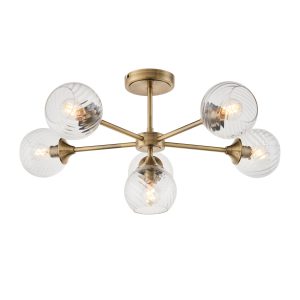 Gallery Direct Allegra 6 Ceiling Light Antique Brass | Shackletons