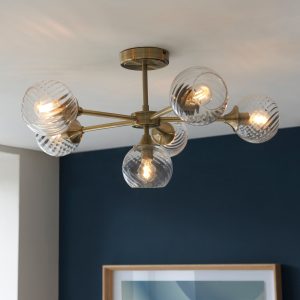 Gallery Direct Allegra 6 Ceiling Light Antique Brass | Shackletons