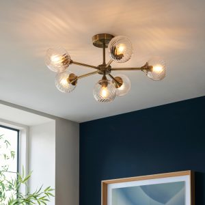 Gallery Direct Allegra 6 Ceiling Light Antique Brass | Shackletons