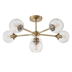 Gallery Direct Allegra 6 Ceiling Light Antique Brass | Shackletons