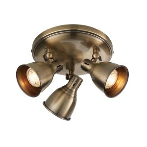 Gallery Direct Westbury 3 Round Ceiling Light Antique Brass | Shackletons