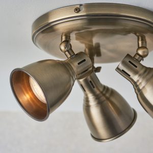 Gallery Direct Westbury 3 Round Ceiling Light Antique Brass | Shackletons