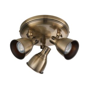 Gallery Direct Westbury 3 Round Ceiling Light Antique Brass | Shackletons