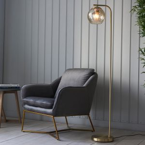 Gallery Direct Dimple 1 Floor Light Satin Gold | Shackletons