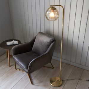 Gallery Direct Dimple 1 Floor Light Satin Gold | Shackletons