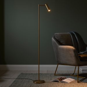 Gallery Direct Dedicated Reader 1 Floor Lamp Satin Warm Brass | Shackletons