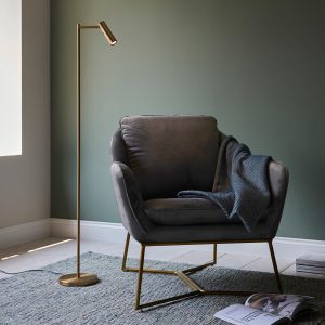 Gallery Direct Dedicated Reader 1 Floor Lamp Satin Warm Brass | Shackletons