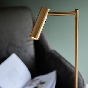 Gallery Direct Dedicated Reader 1 Floor Lamp Satin Warm Brass | Shackletons